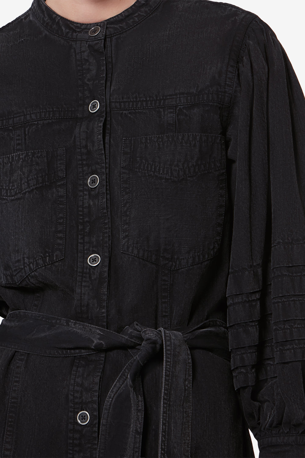 Moe faded chambray shirt dress - Black - Woman - 3