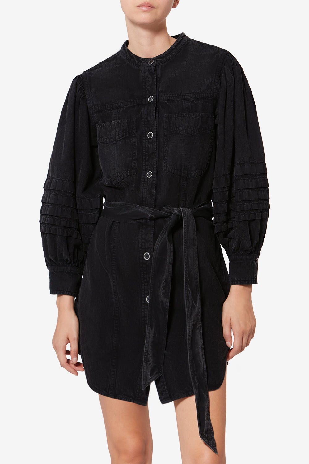 Moe faded chambray shirt dress - Black - Woman - 4