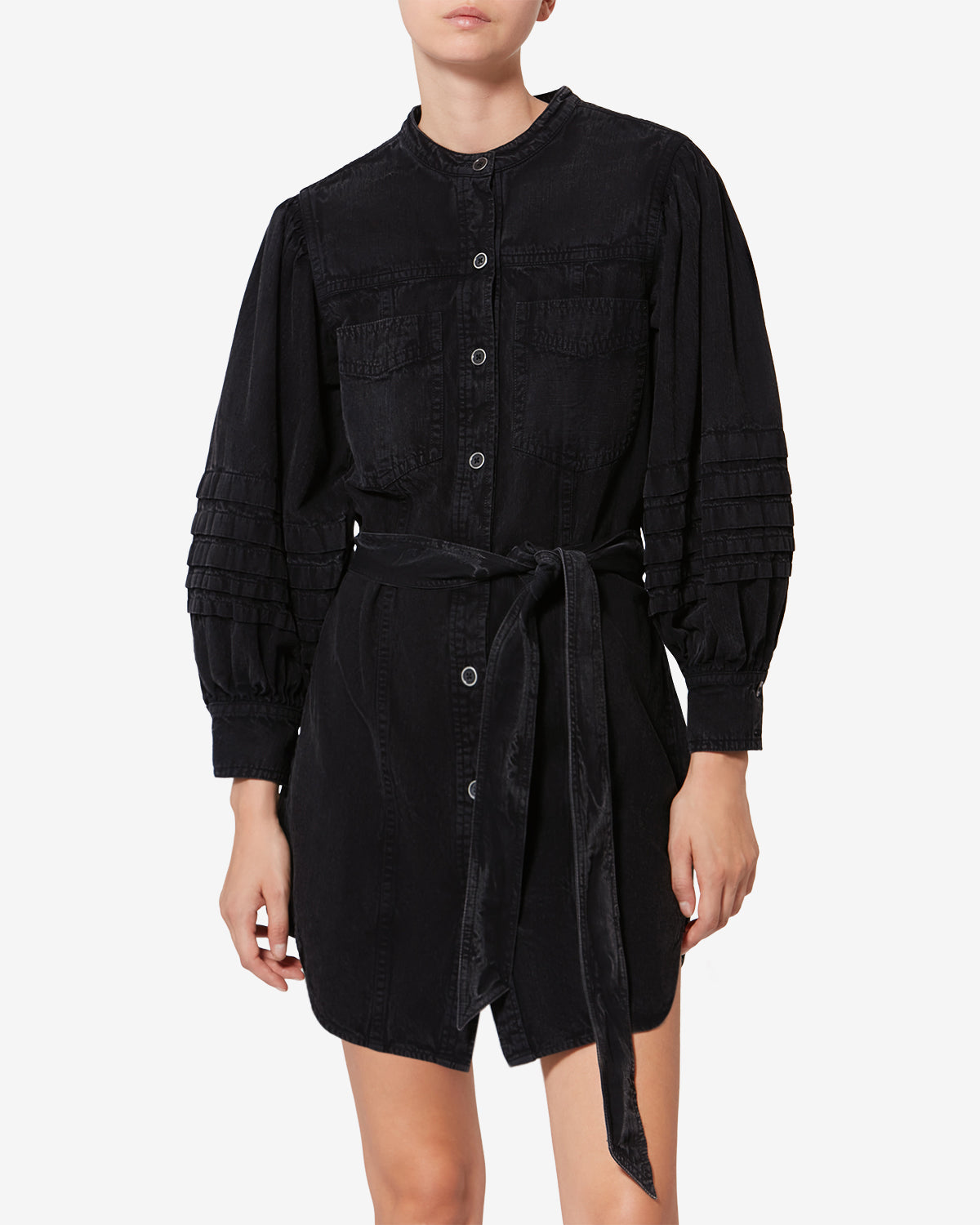 Moe faded chambray shirt dress - Black - Woman - 3