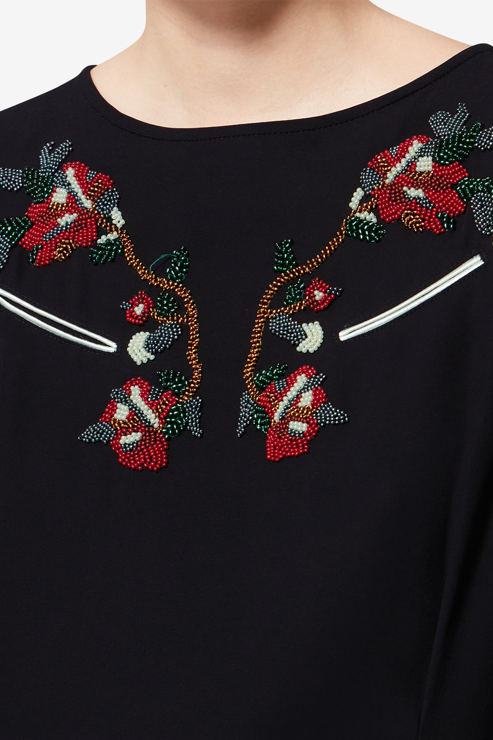 Vestido corto de cady con cuentas youma - Negro - Woman - 3