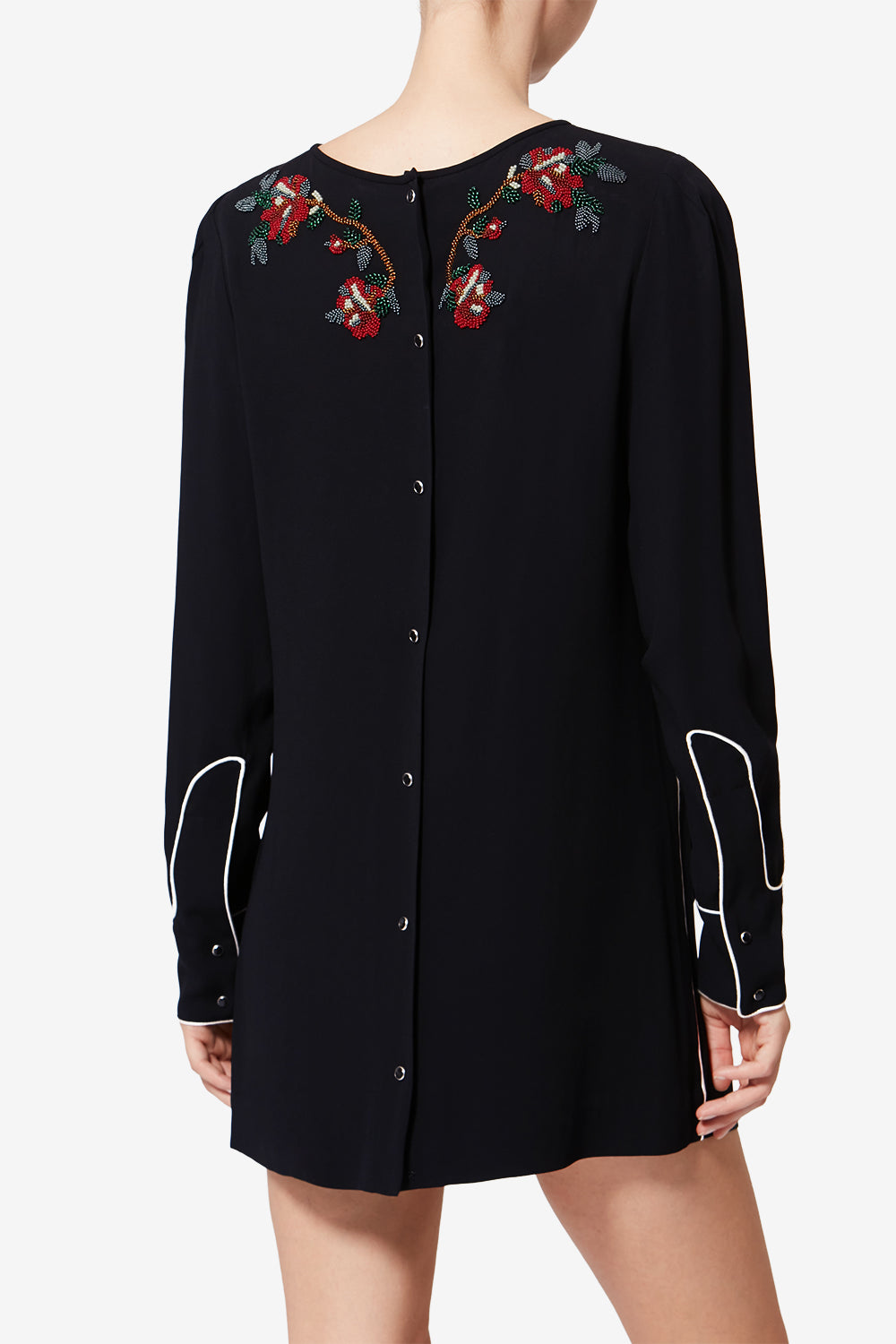 Vestido corto de cady con cuentas youma - Negro - Woman - 5