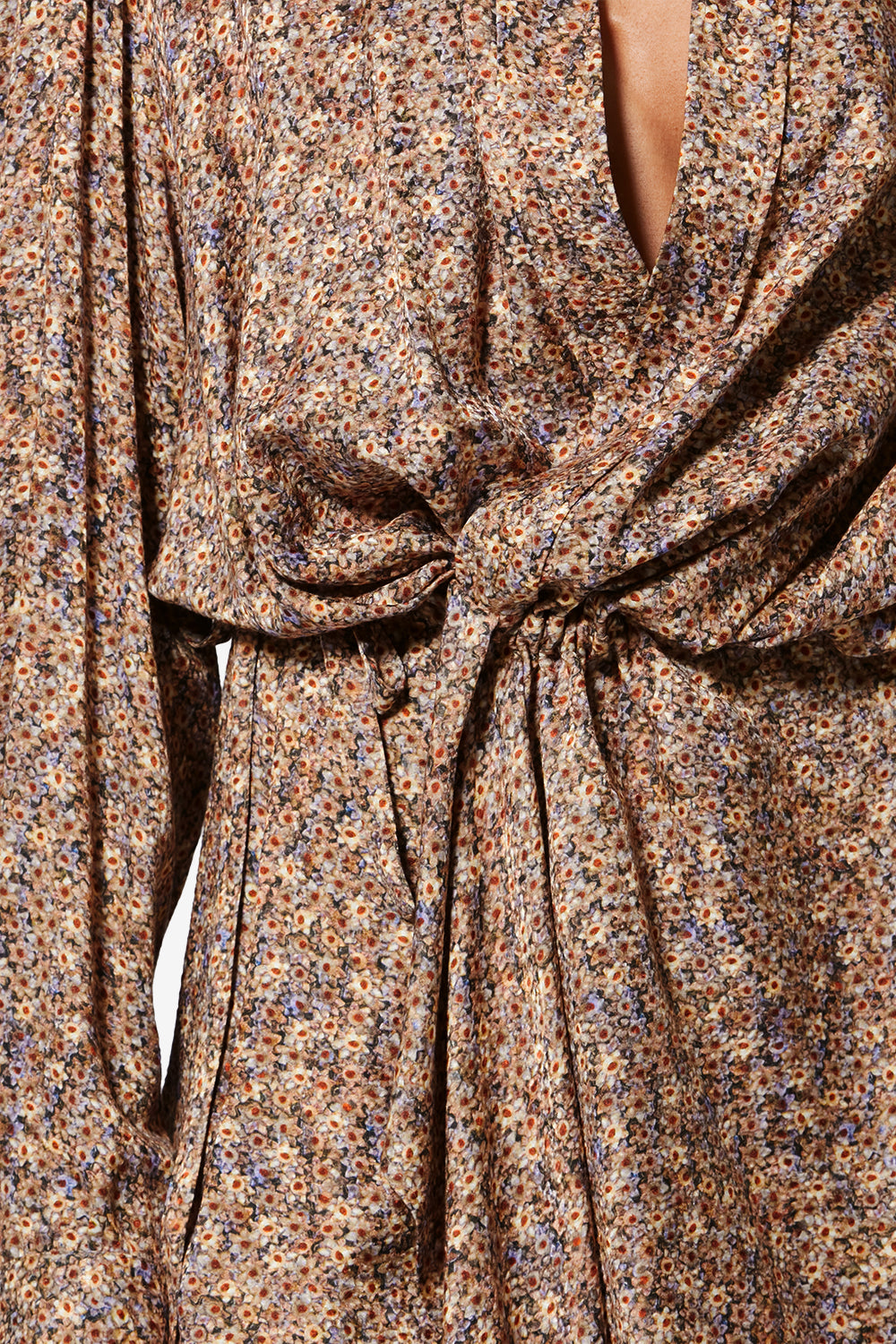 Abito a camicia in jacquard di seta a fiori harmony - Ochre - Woman - 3