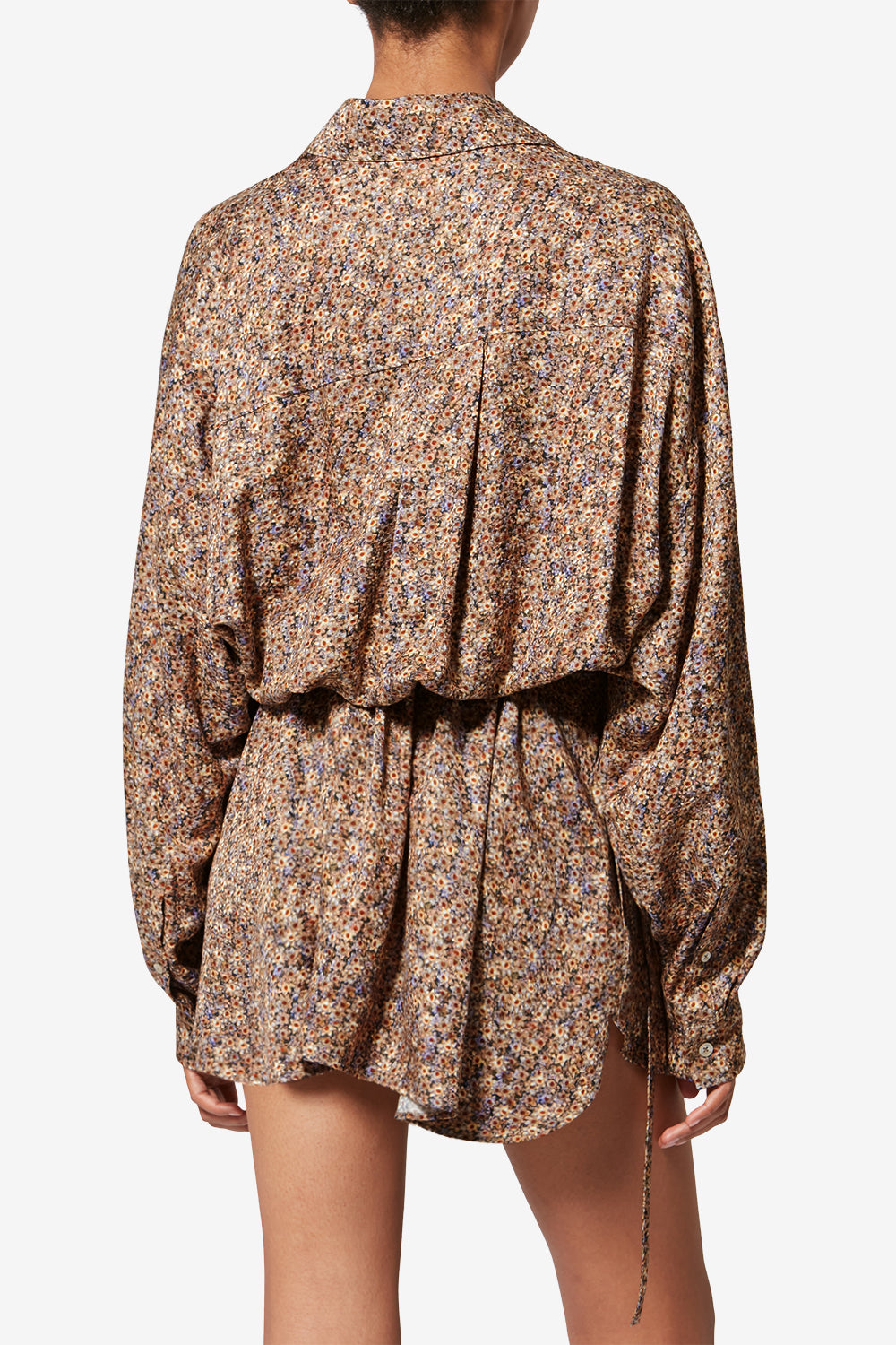 Abito a camicia in jacquard di seta a fiori harmony - Ochre - Woman - 5