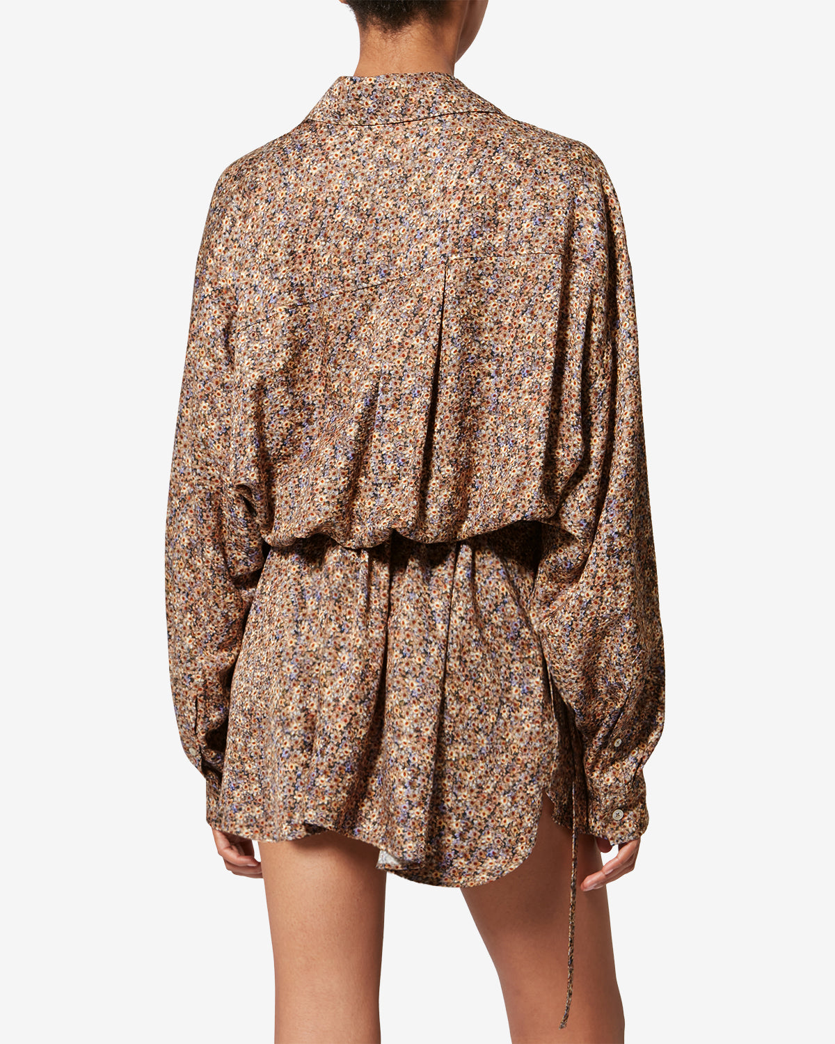 Harmony floral silk jacquard shirt dress - Ochre - Woman - 4