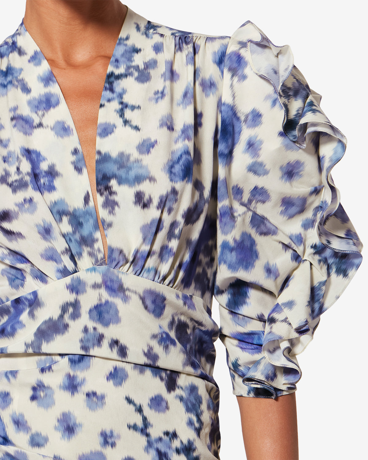 Vestido corto de seda elástica con estampado doris - Azul - Woman - 2