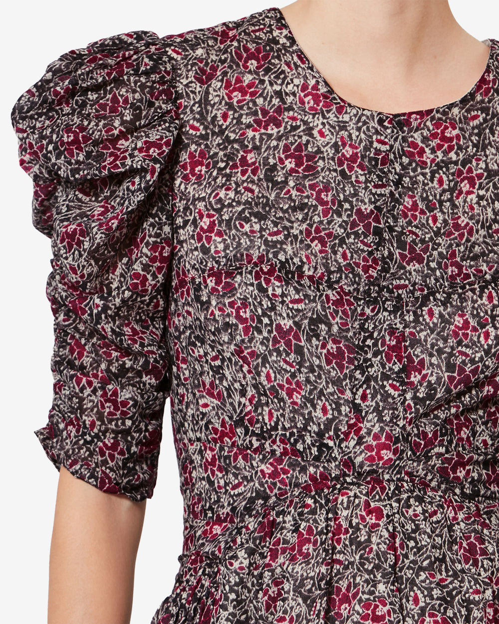 Abito lungo in voile di cotone biologico con stampa sichellia - Crushed berry - Woman - 2