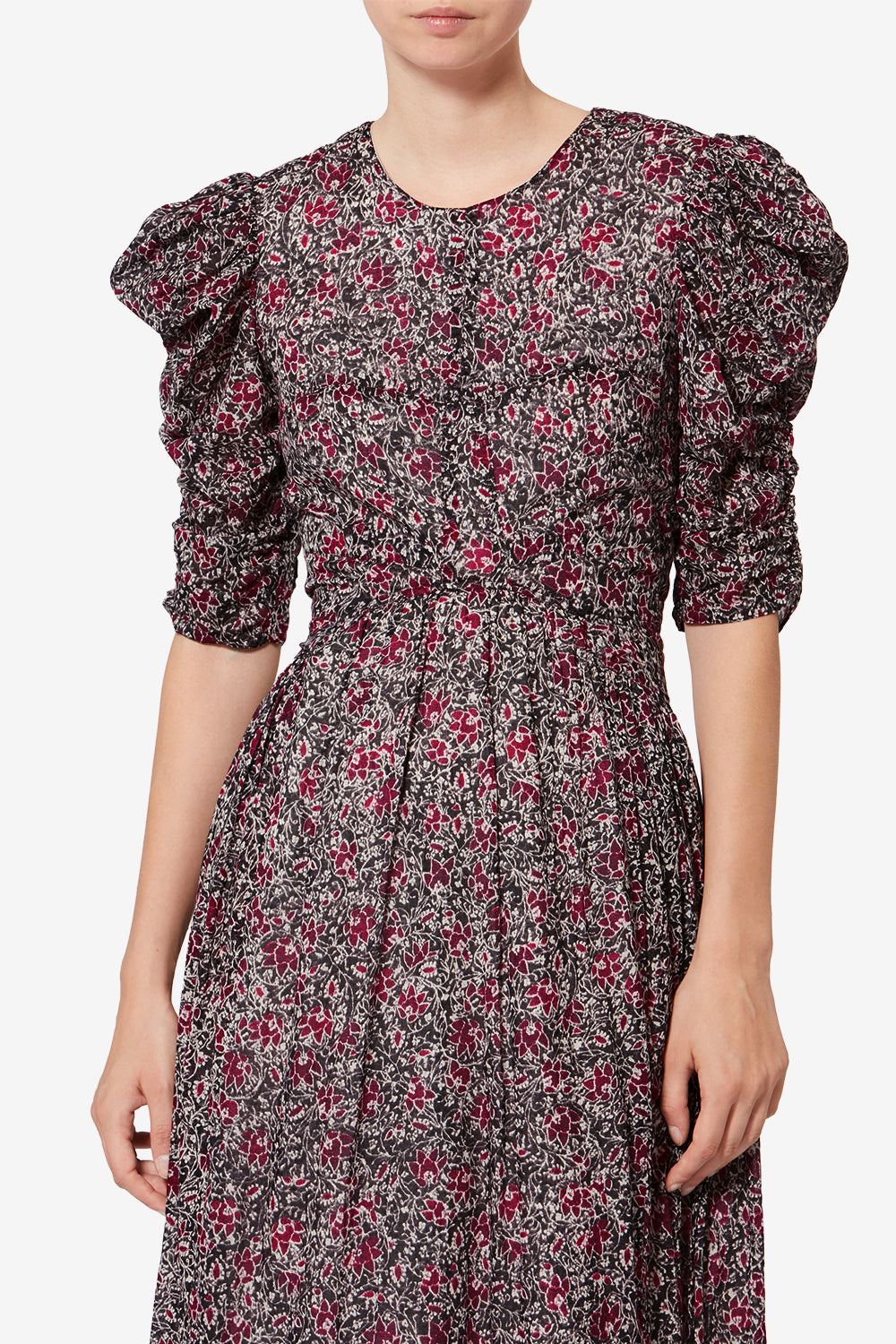 Sichellia long printed organic cotton voile dress - Crushed berry - Woman - 4