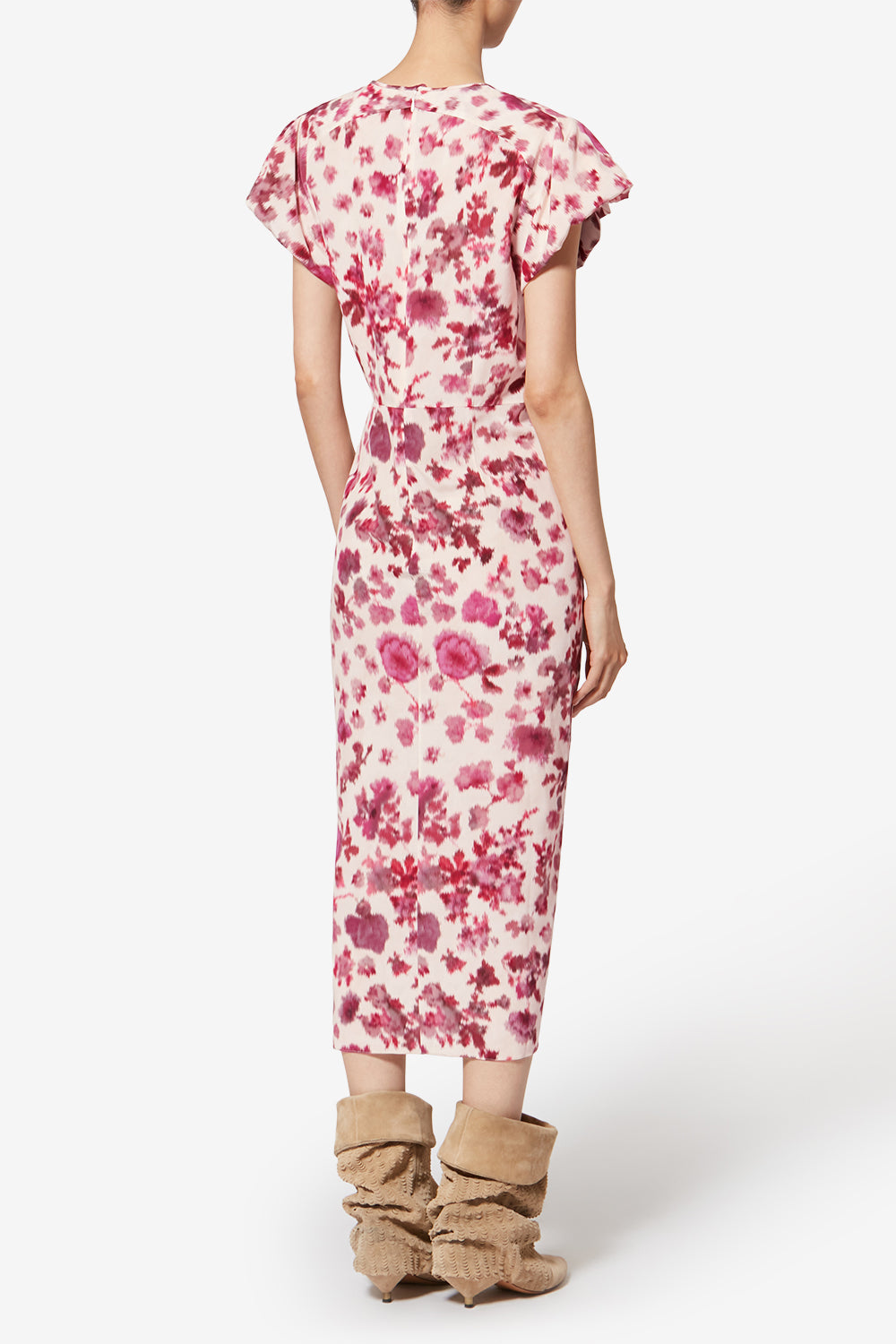 Terenae printed stretch silk midi dress - Pink - Woman - 4