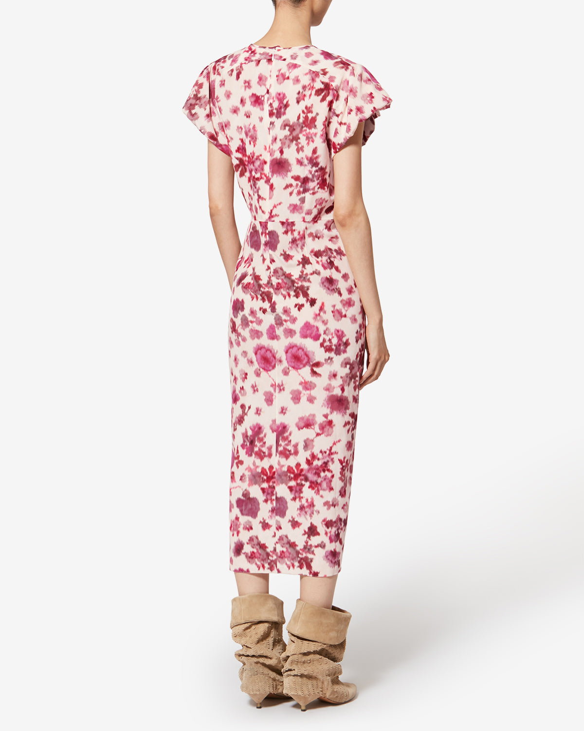 Abito midi in seta stretch stampata terenae - Rosa - Woman - 3