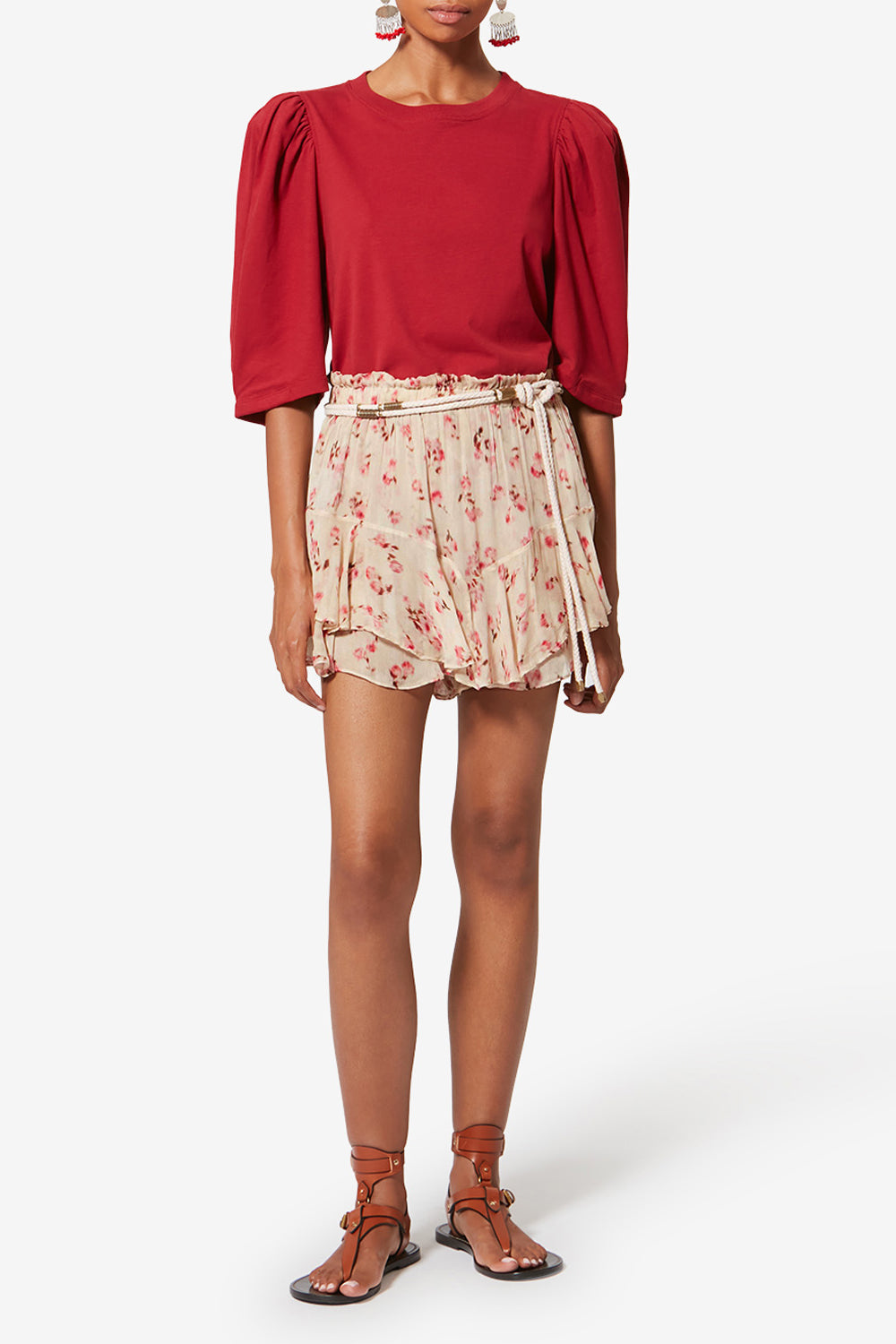 Shorts fluidi in mussola con stampa - Beige - Woman - 2