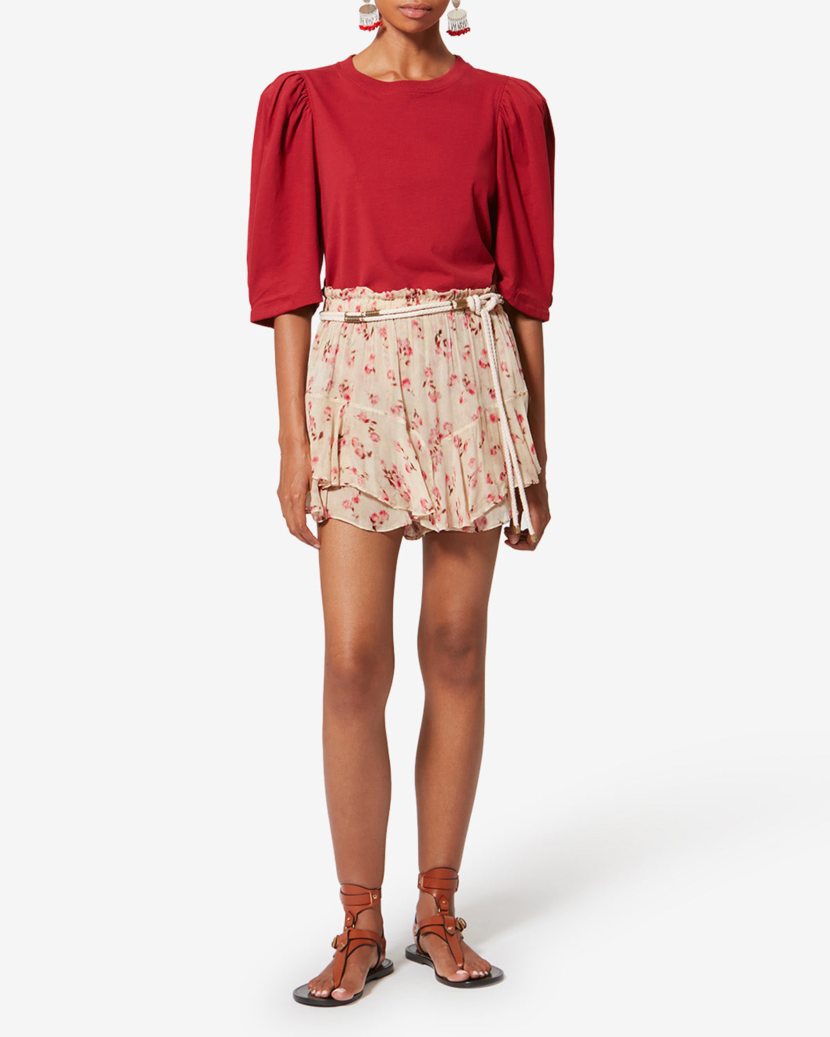 プリントモスリン スムースショートパンツ - ベージュ - Woman - 1