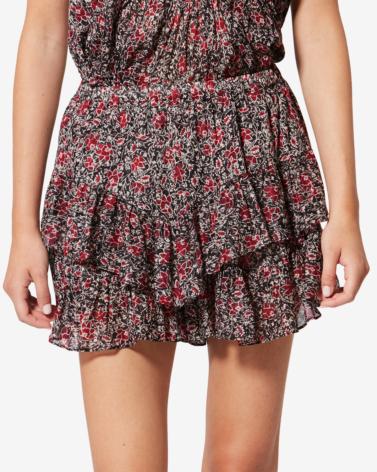 Shorts jocadia in voile di cotone biologico con stampa - Crushed berry - Woman - 3