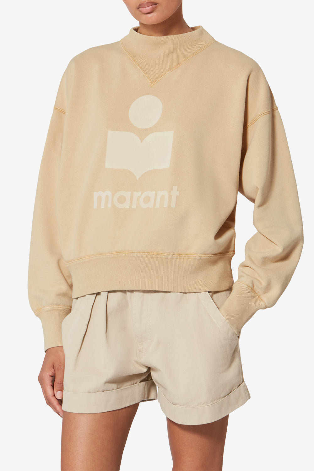 Moby cotton sweatshirt with logo - Light ochre - Woman - 4