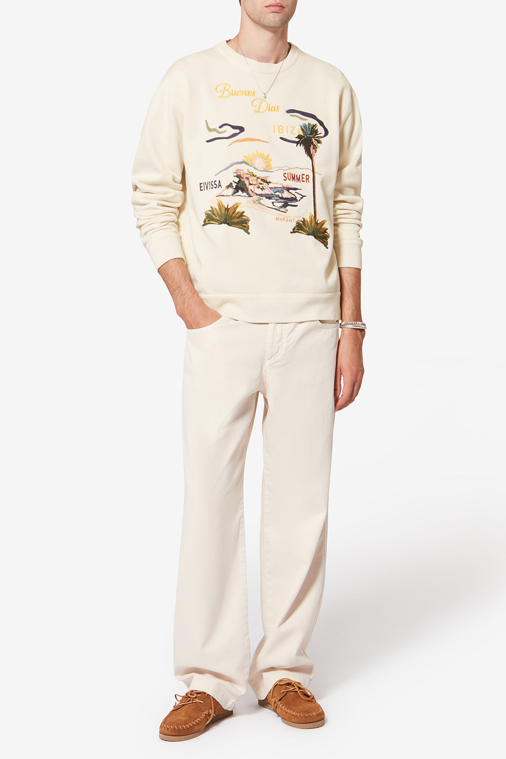 Sudadera mikoi de algodón con motivos bordados - Crudo - Man - 2