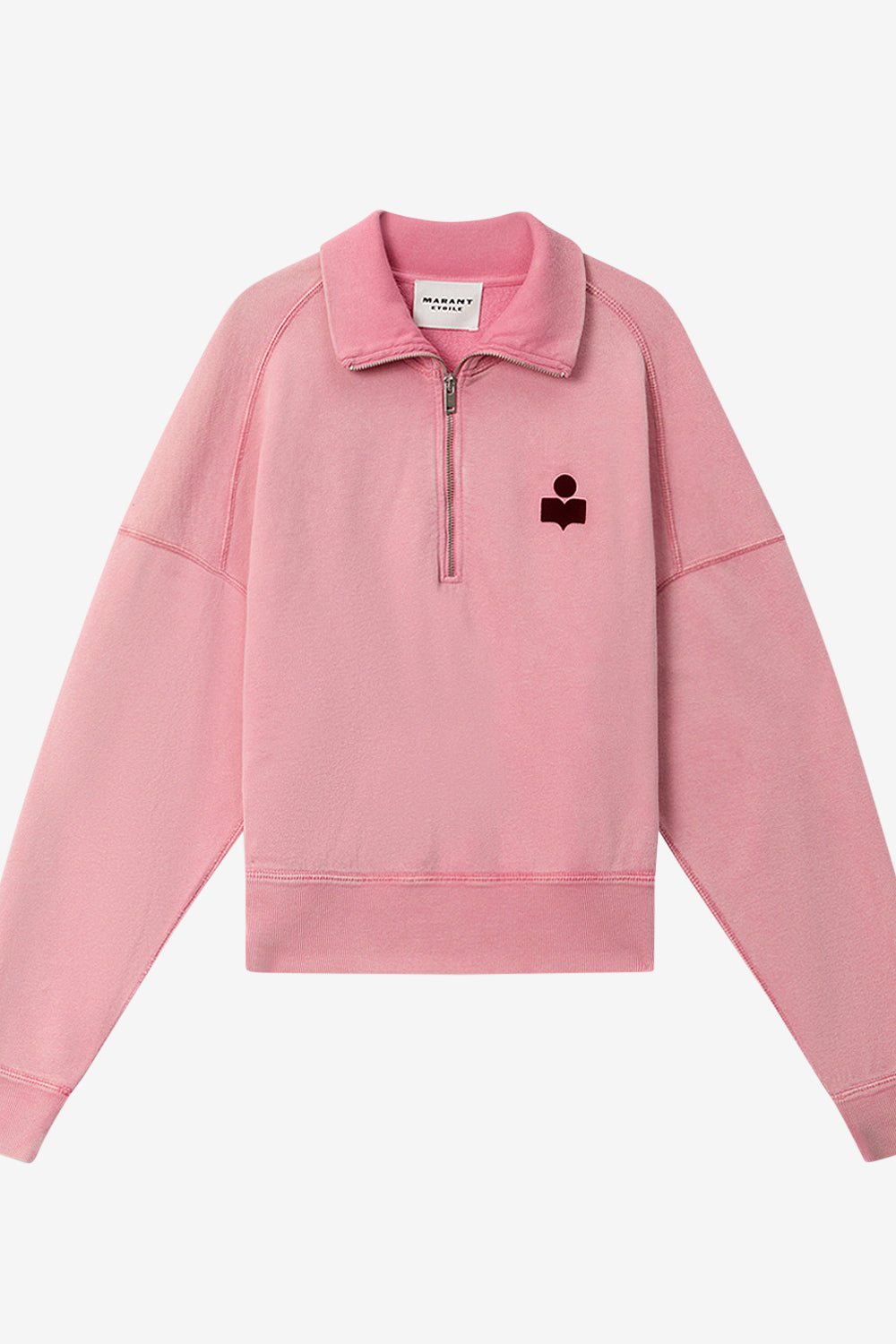 Ross cotton stand-up collar sweatshirt - Bubblegum-burgundy - Woman - 1