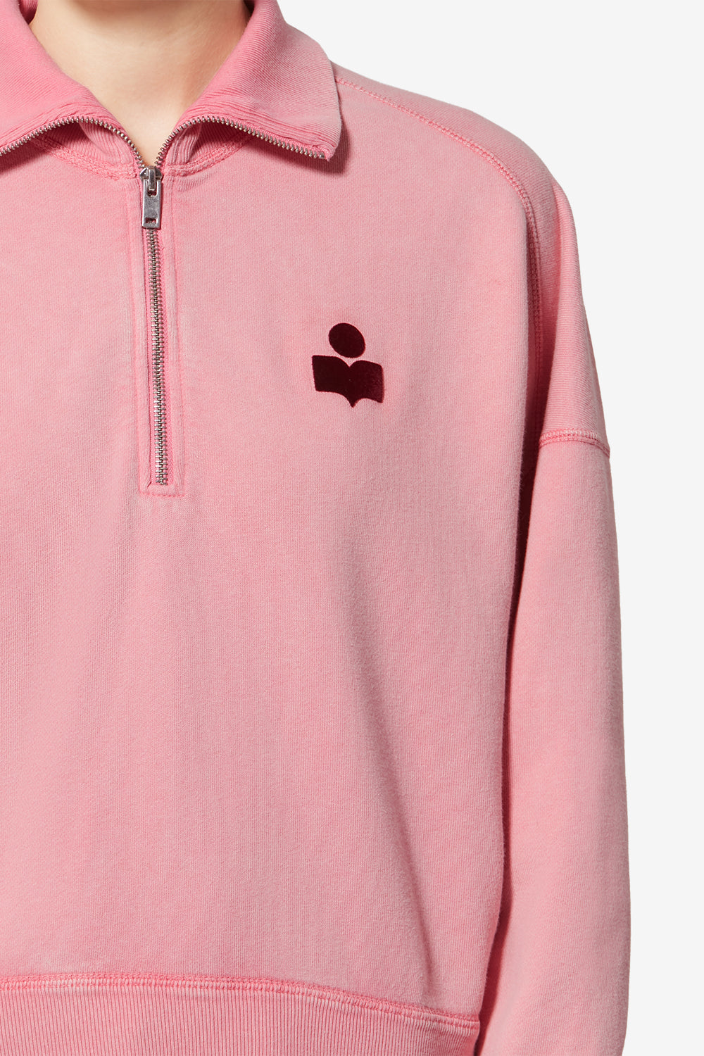 Ross cotton stand-up collar sweatshirt - Bubblegum-burgundy - Woman - 3