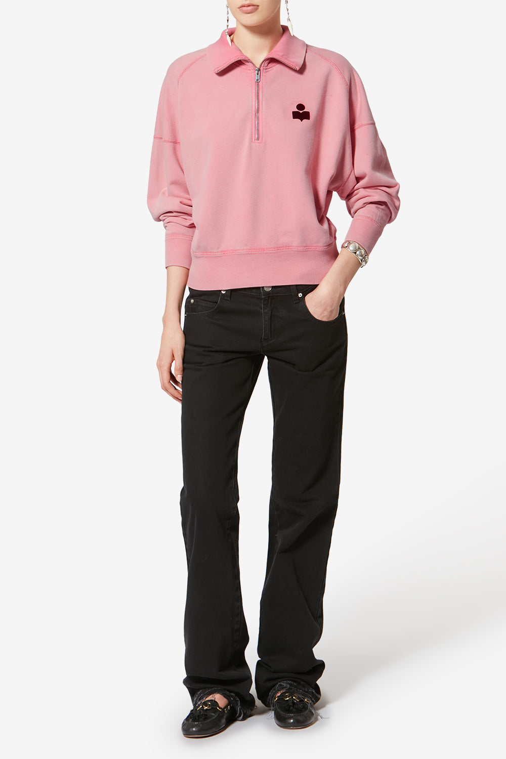 Ross cotton stand-up collar sweatshirt - Bubblegum-burgundy - Woman - 2