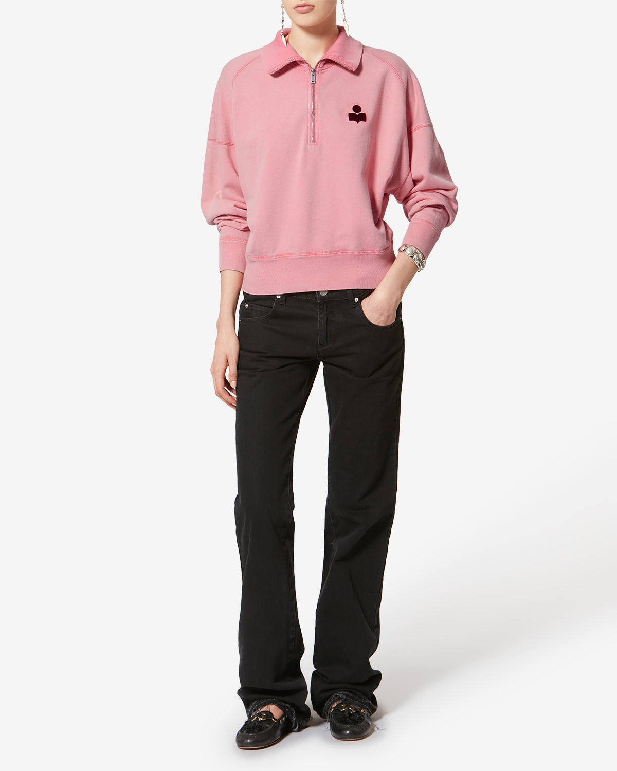 Ross コットン ハイネック スウェットシャツ - Bubblegum-burgundy - Woman - 1