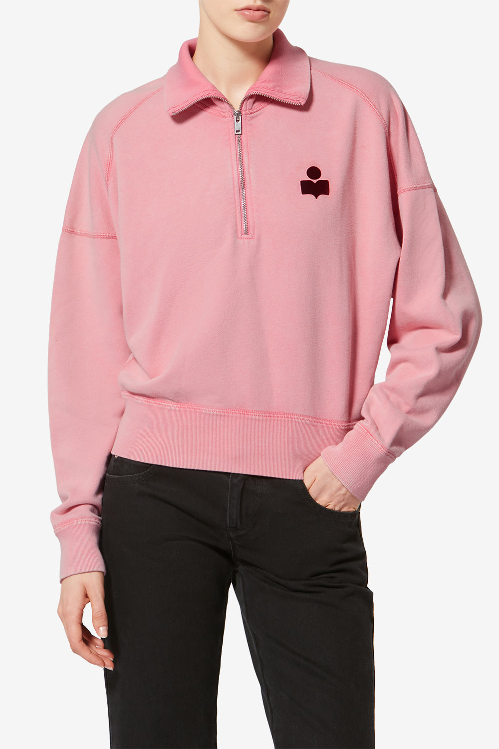 Ross cotton stand-up collar sweatshirt - Bubblegum-burgundy - Woman - 4