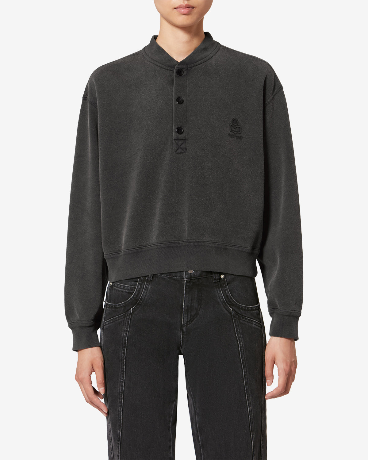 Sudadera simony de algodón con logotipo - Negro lavado - Woman - 3