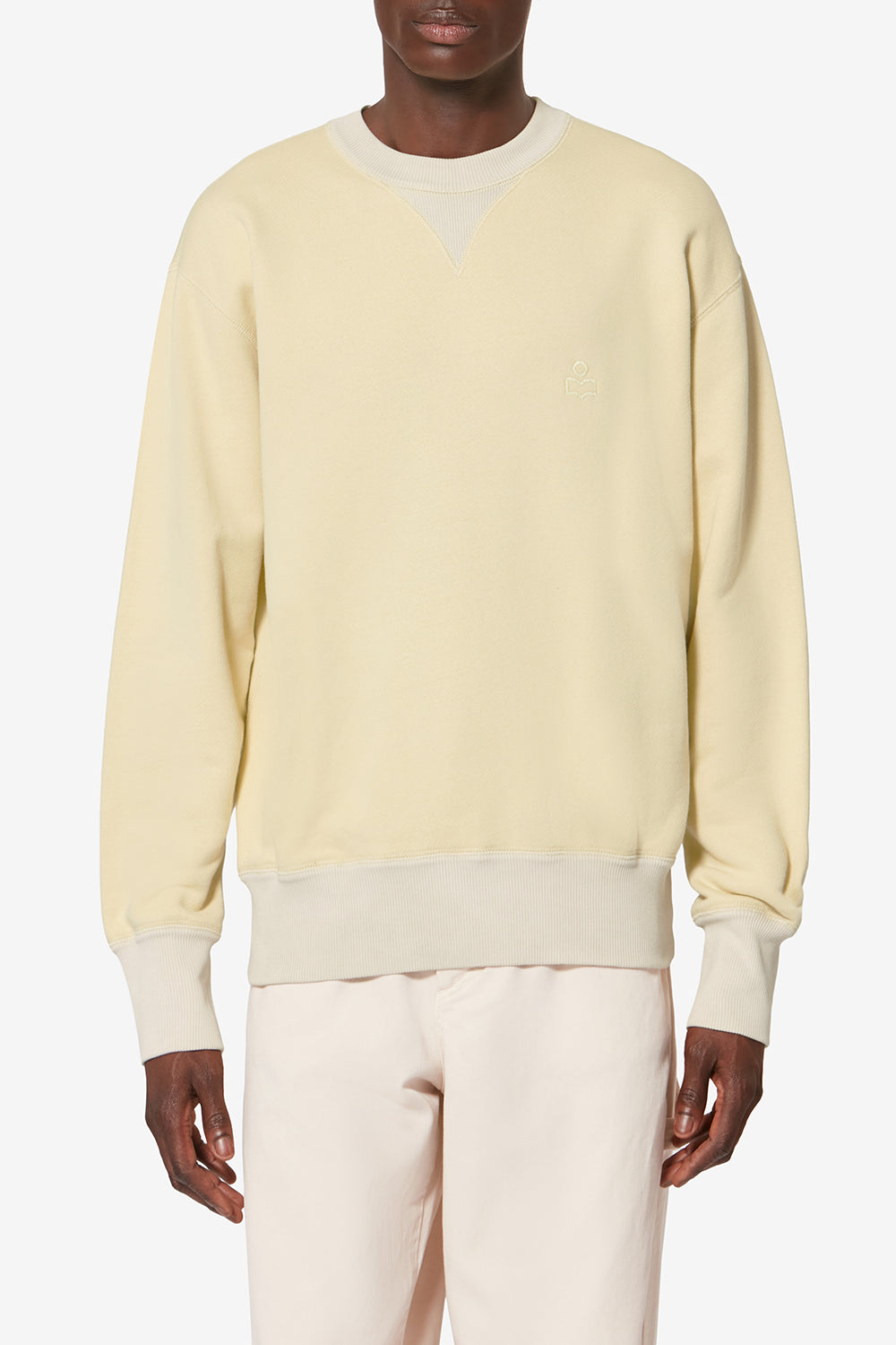 Sweatshirt miker en coton à motifs brodés - Jaune clair - Man - 4