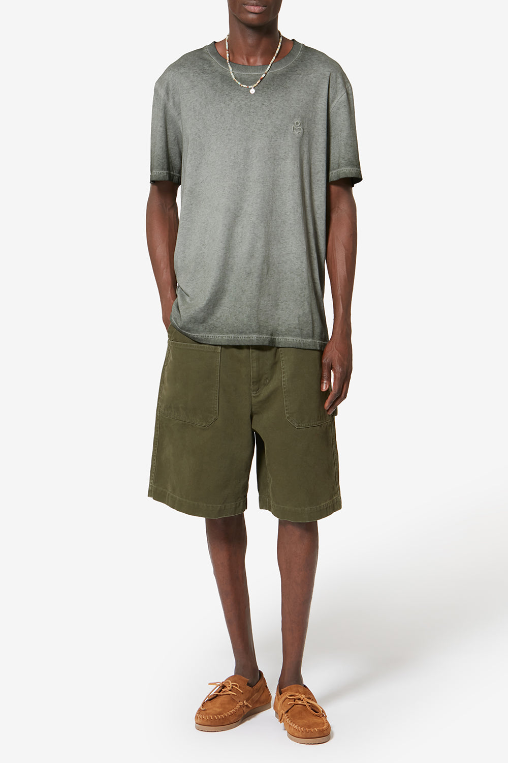 Honoré short-sleeve vintage faded cotton t-shirt - Khaki - Man - 2