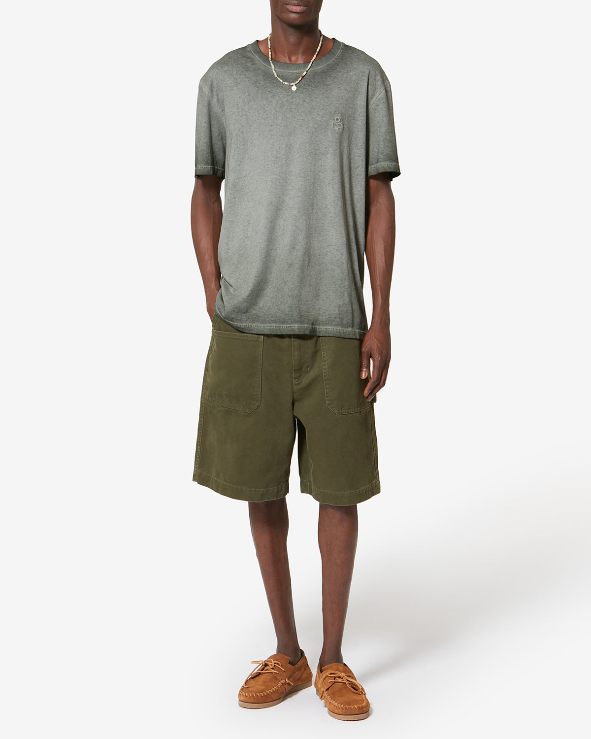 T-shirt a maniche corte honoré in cotone vintage délavé - Cachi - Man - 1