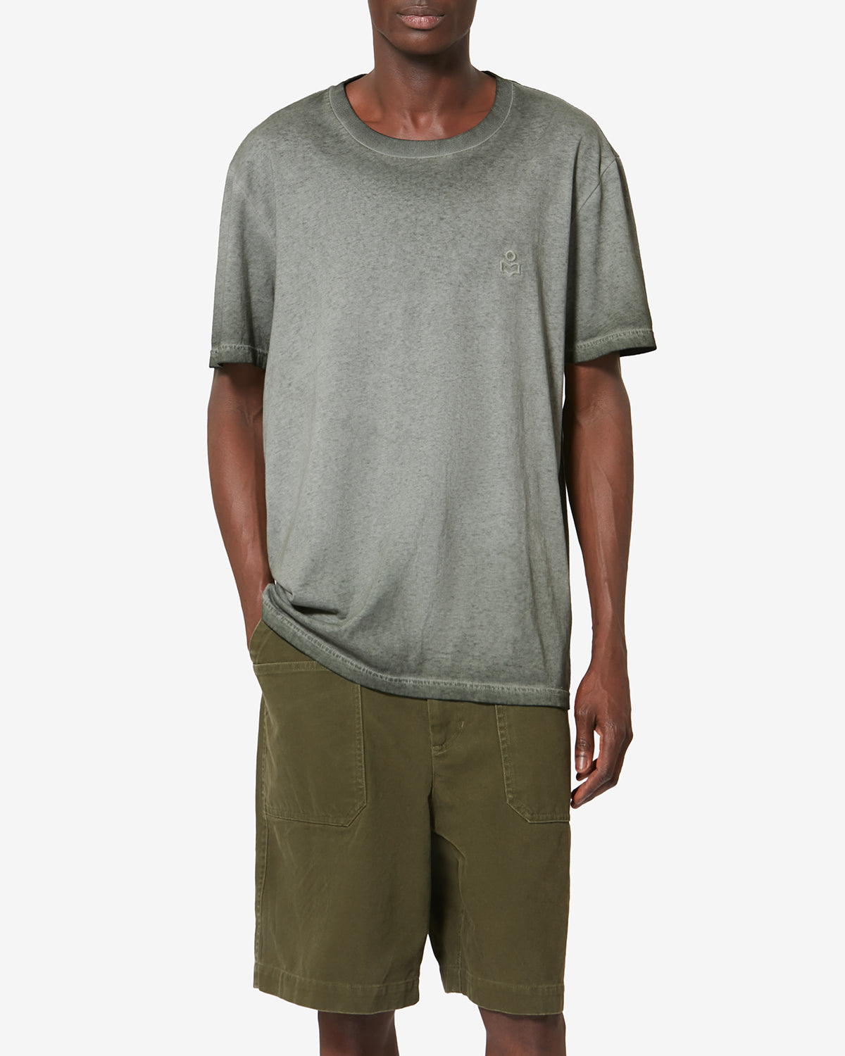 T-shirt a maniche corte honoré in cotone vintage délavé - Cachi - Man - 3