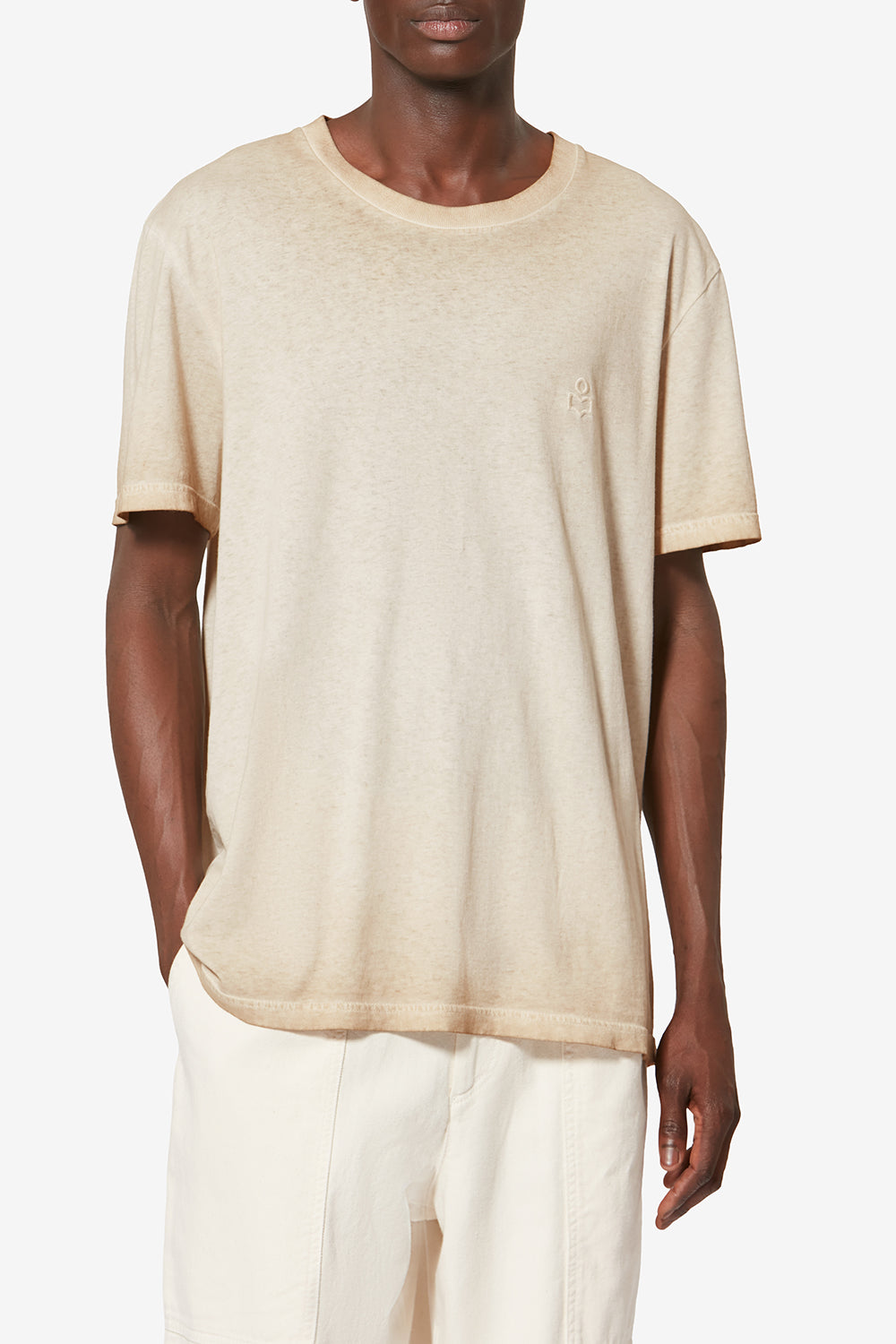 Honoré short-sleeve vintage faded cotton t-shirt - Beige - Man - 4