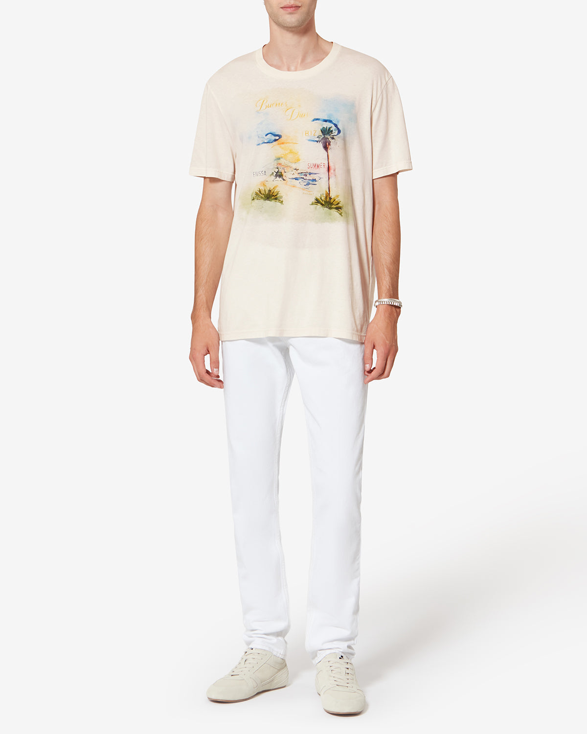 Honoré short-sleeve printed cotton t-shirt - Ecru - Man - 1