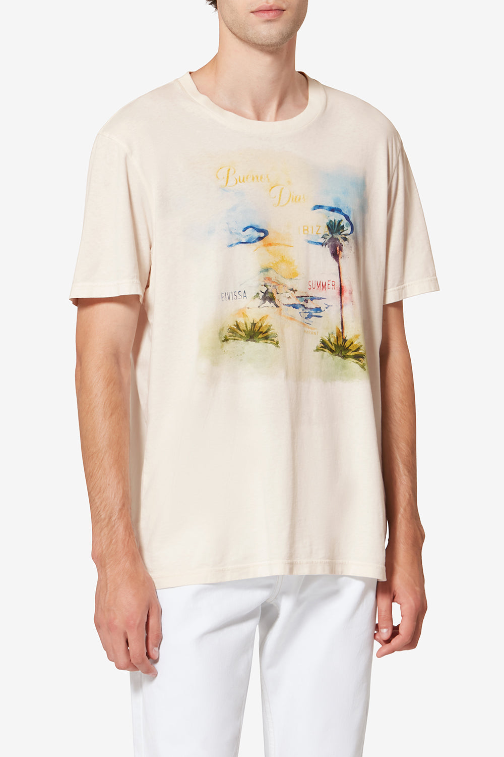 Honoré short-sleeve printed cotton t-shirt - Ecru - Man - 4