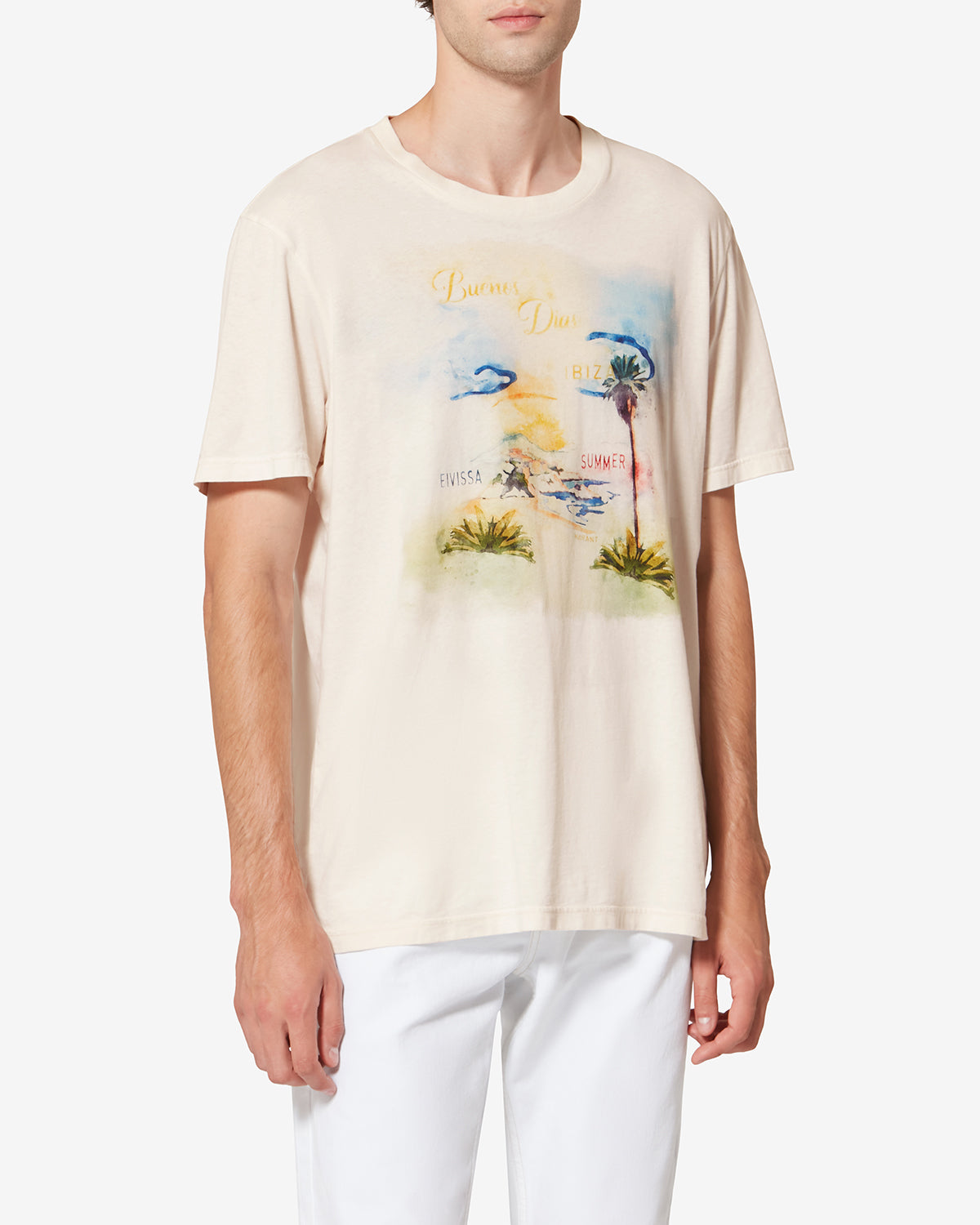 Honoré short-sleeve printed cotton t-shirt - Ecru - Man - 3