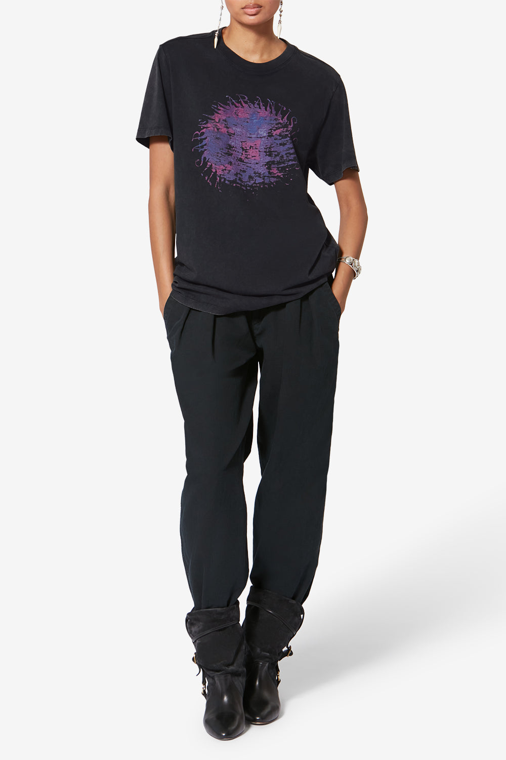 T-shirt zoeline en coton imprimé - Noir délavé - Woman - 2