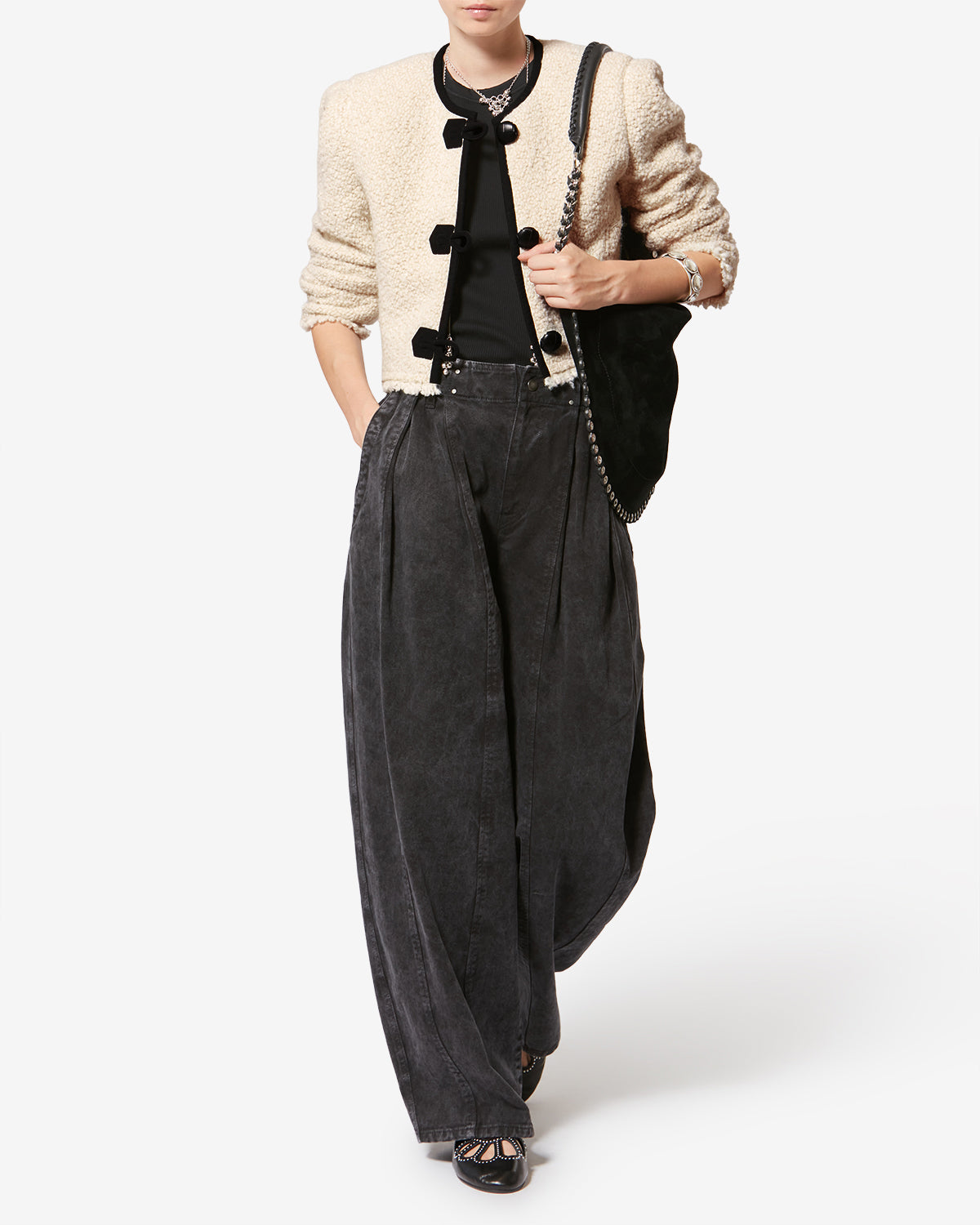 Giacca gradilia in lana bouclé - Ecru - Woman - 1