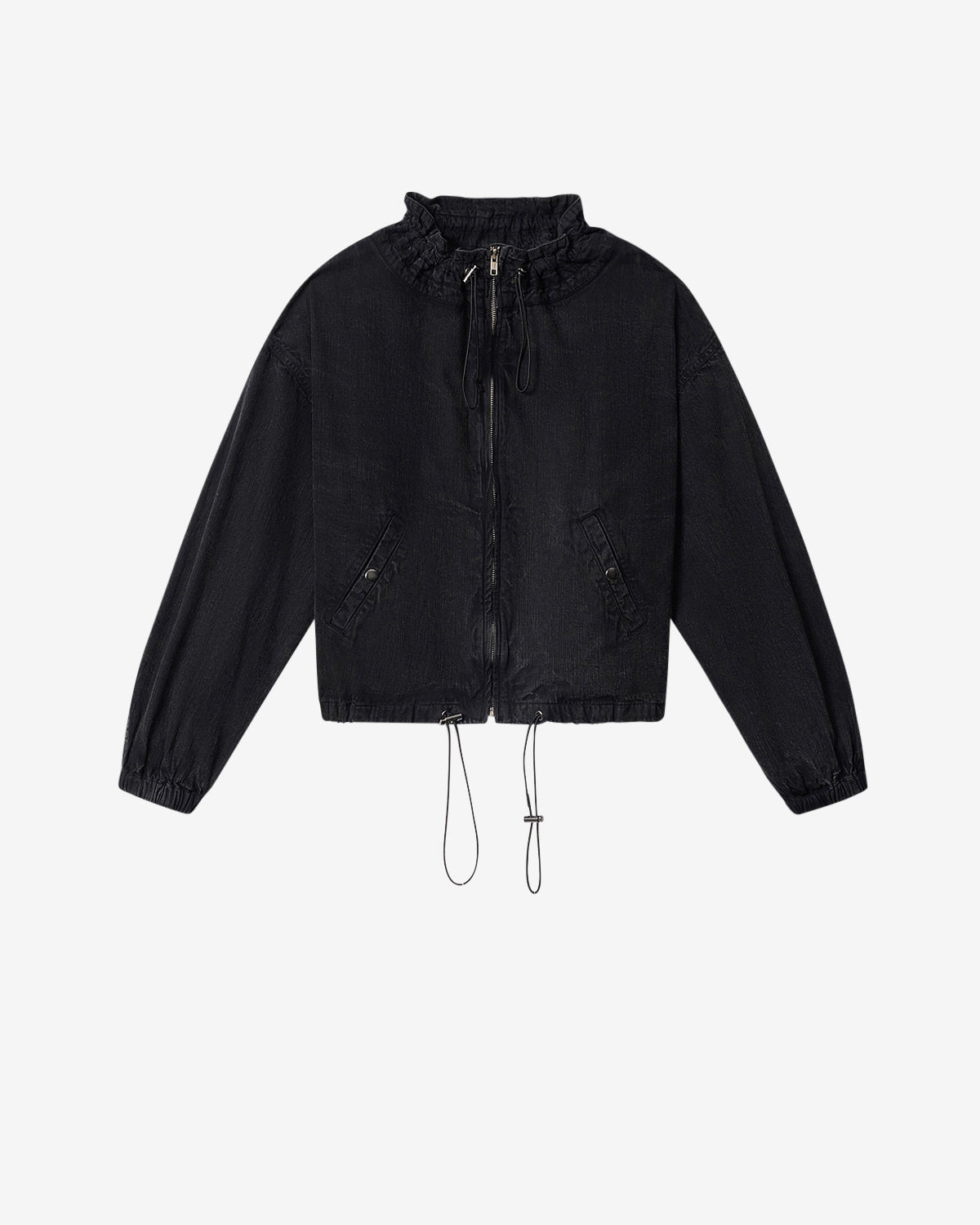 Giacca corta plume in chambray - Nero lavato - Woman - 5