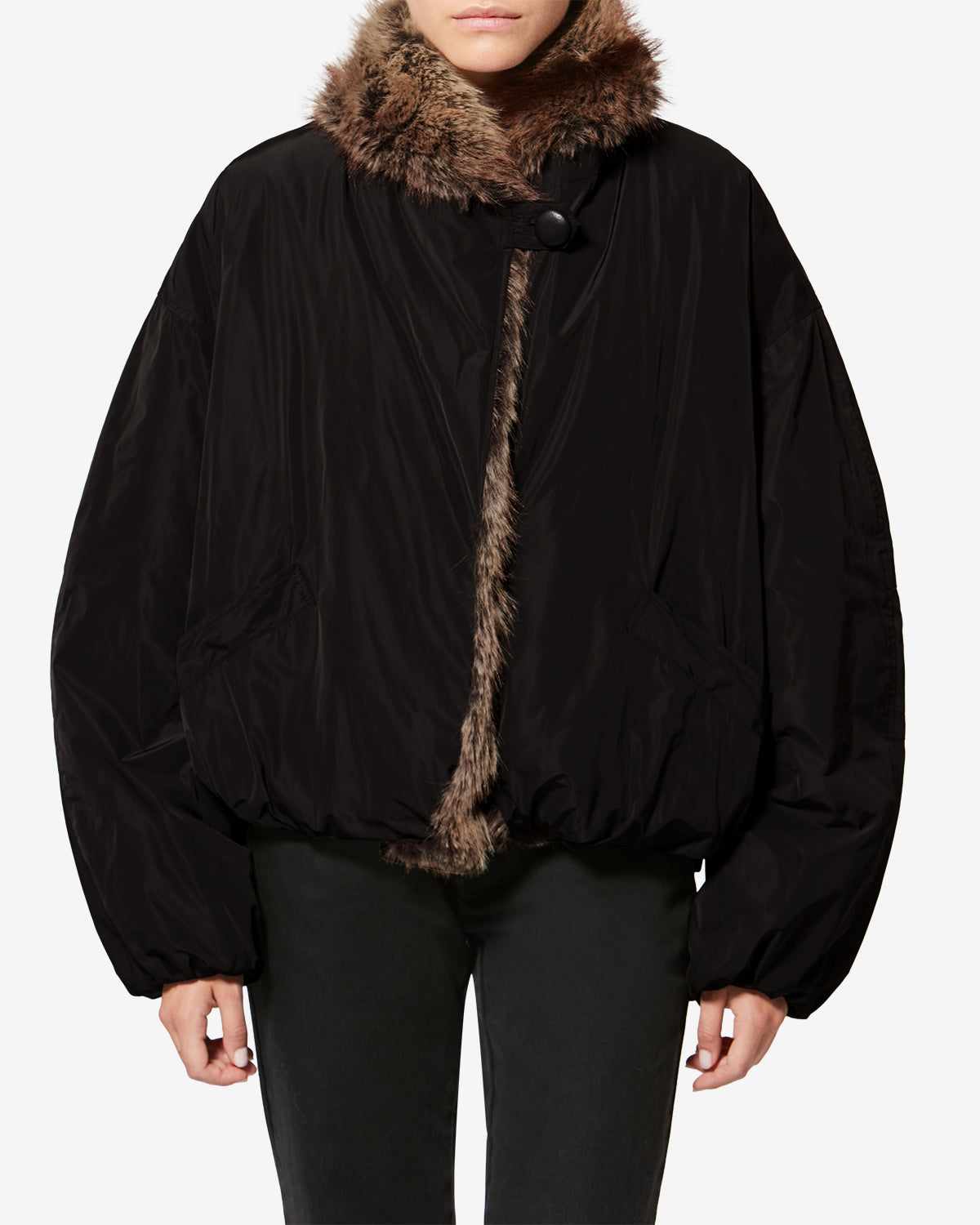 Parka courte doublée de fausse fourrure charone - Noir - Woman - 3
