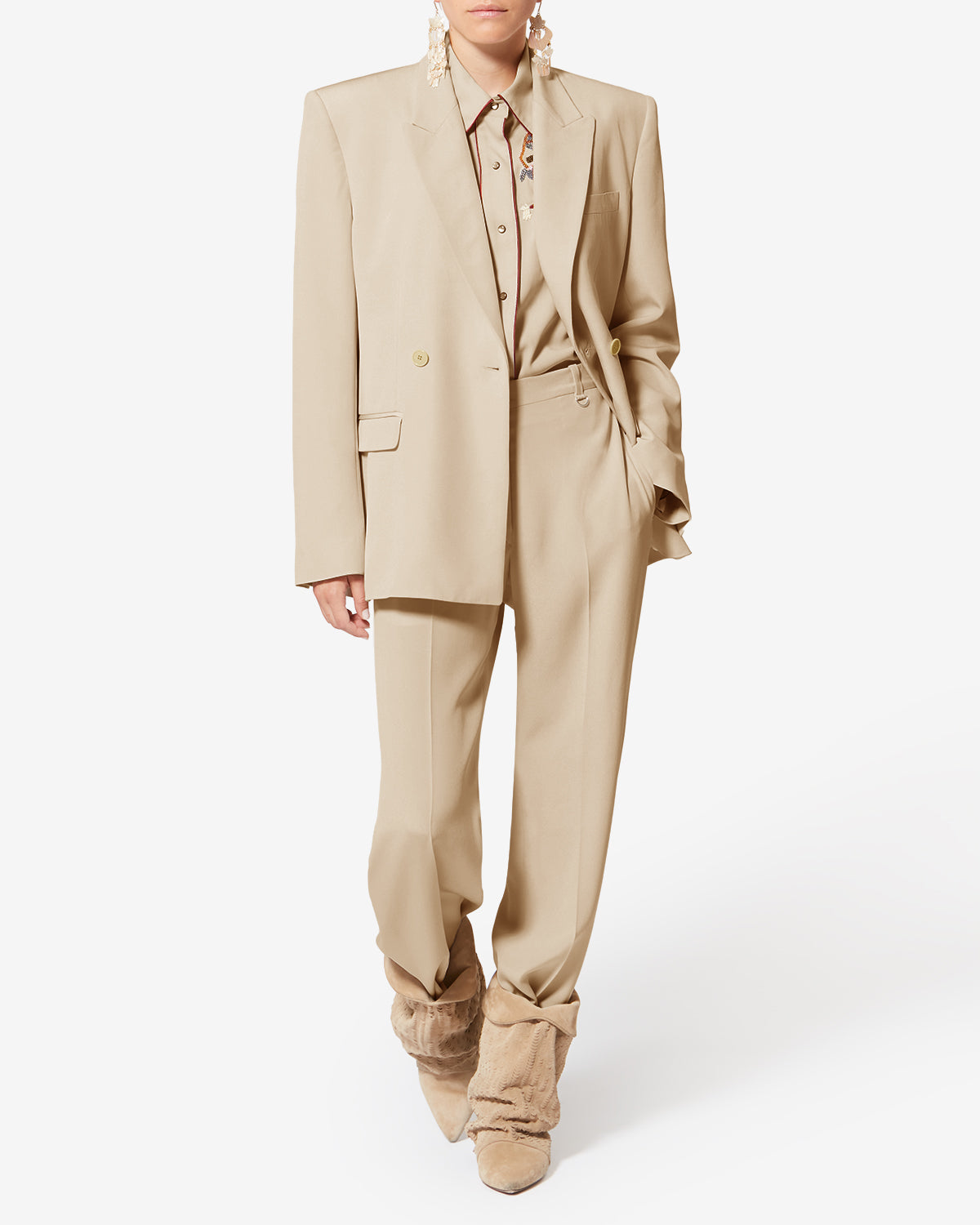 Calie 실크 크레이프 재킷 - 에크루 - Woman - 1