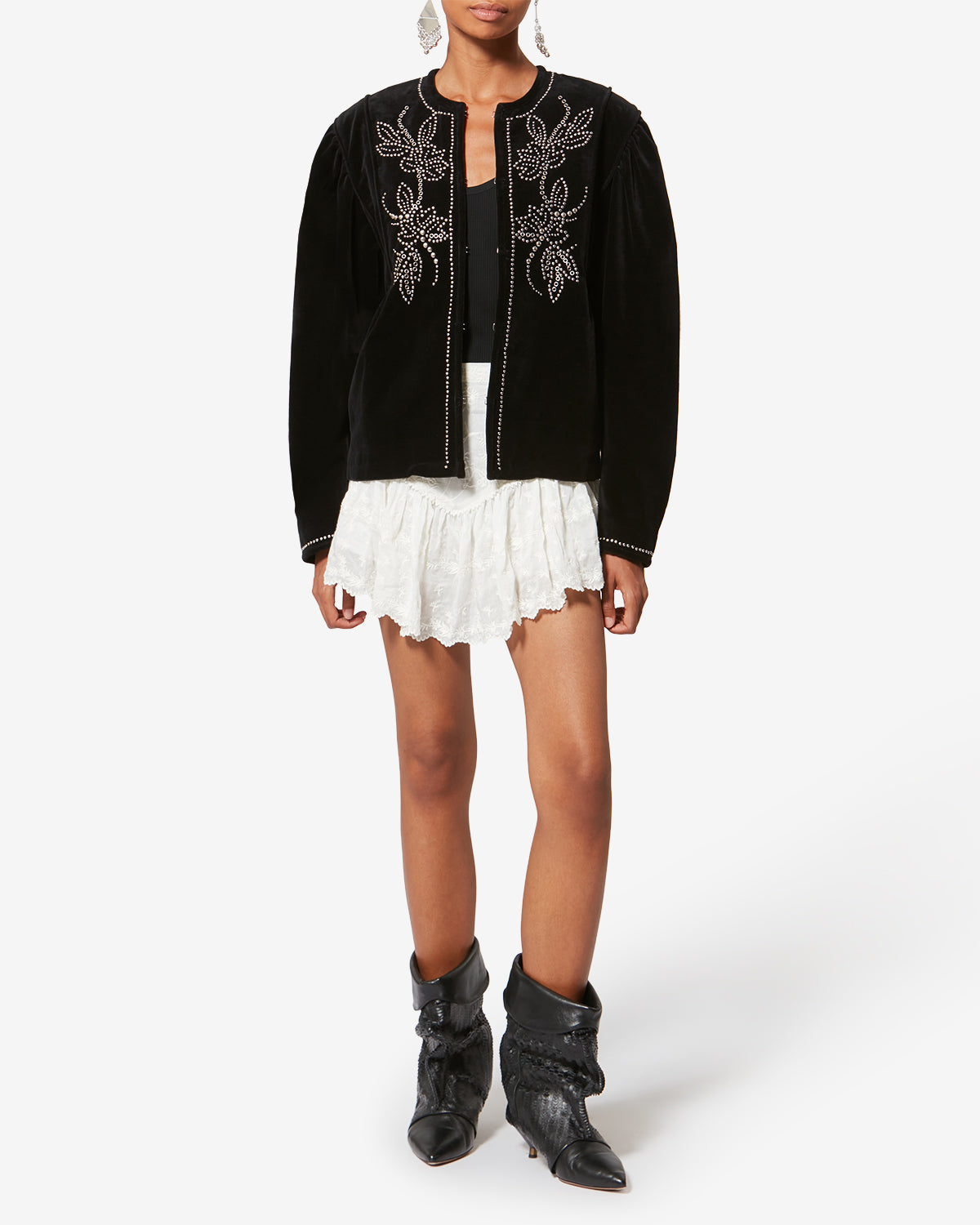 Chaqueta pietra de terciopelo - Negro - Woman - 6