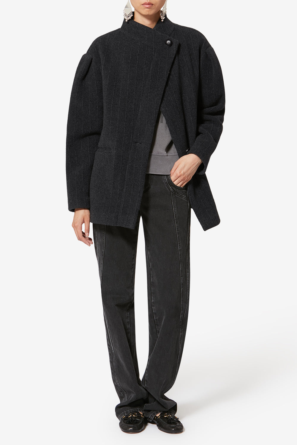 Veste jabadine en laine - Anthracite - Woman - 2