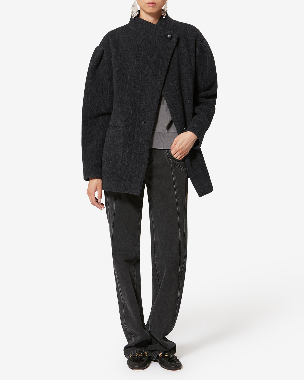 Veste jabadine en laine - Anthracite - Woman - 1